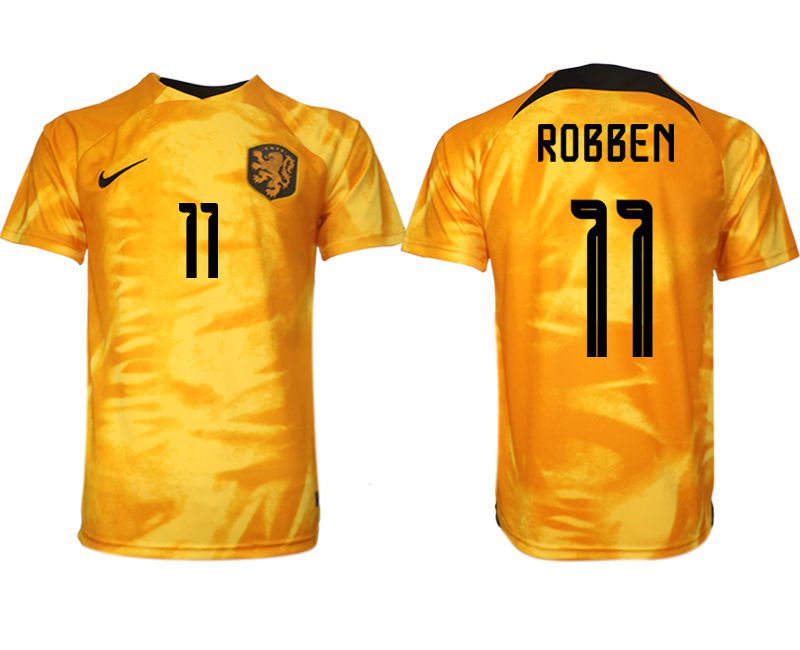 Cheap Men 2022 World Cup National Team Netherlands home aaa version yellow 11 Soccer Jersey